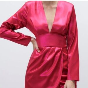 Zara Glam  Party Ready  Pink  Metallic Long Sleeve Mini‎ Dress